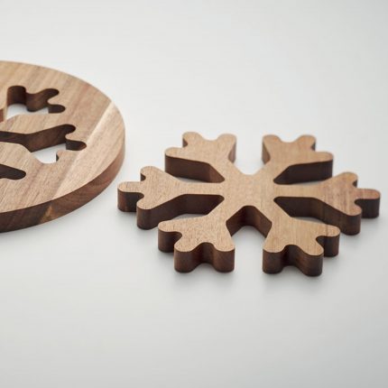 Lot de 2 dessous de plat en bois d’acacia