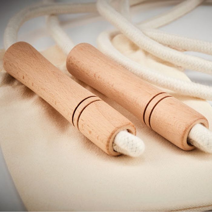 Corde à Sauter en Coton avec Poignées en Bois
