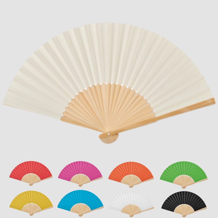 Éventail en Bambou avec Tissu en Papier