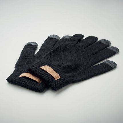 Gants tactiles en polyester RPET avec étiquette en liège