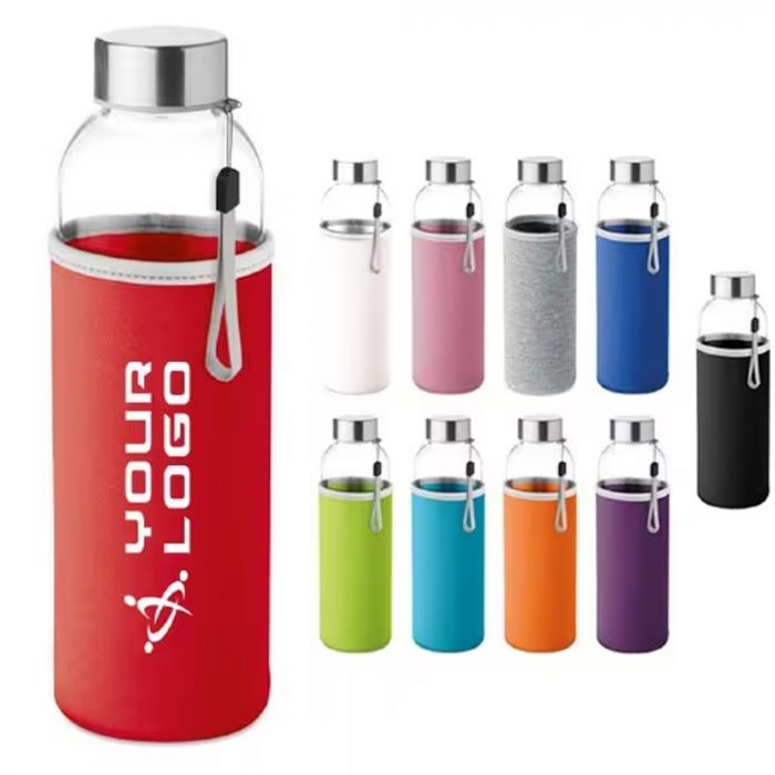 Bouteille en verre 500 ml avec pochette en néoprène