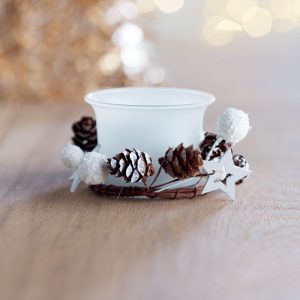 Bougeoir en verre décoré