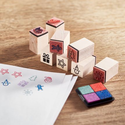 Lot de 8 tampons de Noël en bois