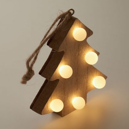 Sapin décoré en bois avec lumières LED