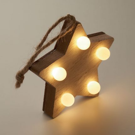 Étoile décorée en bois avec LED