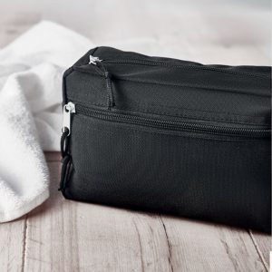 Trousse de toilette double zip en 600D RPET