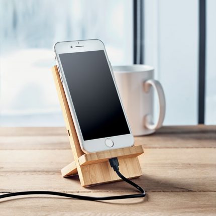 Support de Chargeur Sans Fil à Double Bobine en Bambou