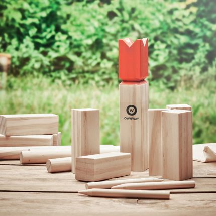 Jeu de lancer en bois de pin avec sac coton