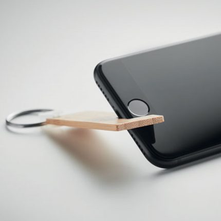 Porte-clés en bambou avec support téléphone intégré