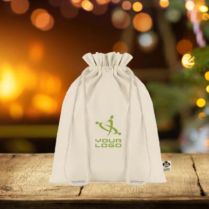 Sac cadeau moyen format à cordon en coton biologique