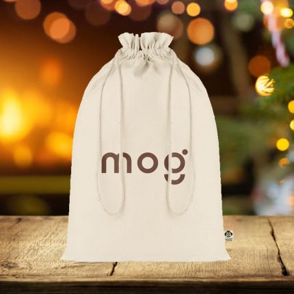 Sac cadeau grand format à cordon en coton biologique