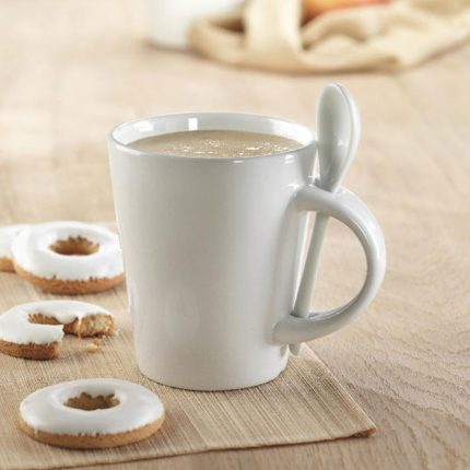 Mug en grès émaillé 300 ml avec cuillère intégrée
