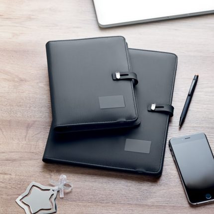 Porte-documents A4 en Lin-PU avec Powerbank Intégré