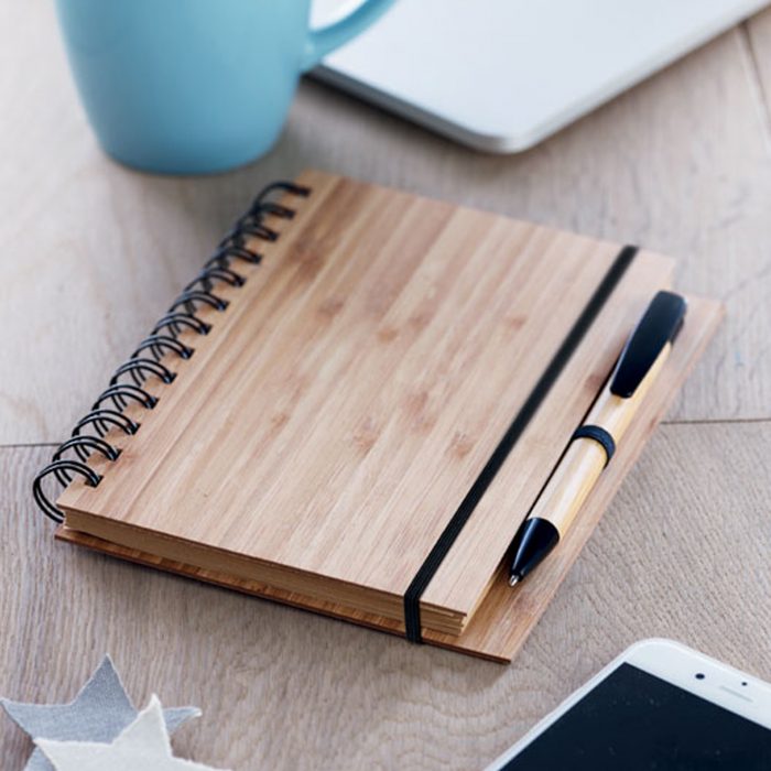 Carnet à Spirale en Bambou avec Stylo