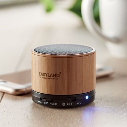 Haut-parleur sans fil Bluetooth avec boîtier bambou