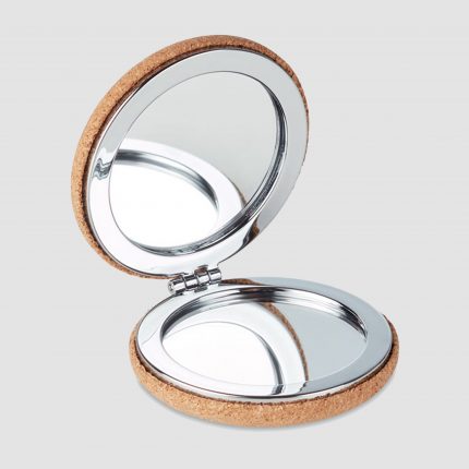 Miroir compact double face avec couverture en liège naturel