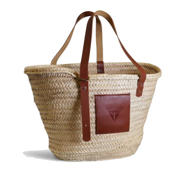 Grand panier en paille RIVIERA avec anses en cuir ajustables – Image 2