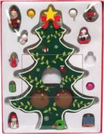 Sapin de Noël en bois avec 12 décorations – Image 2