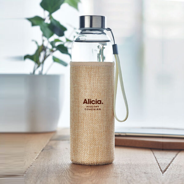 Bouteille en Verre avec Pochette Néoprène et Jute – Image 1