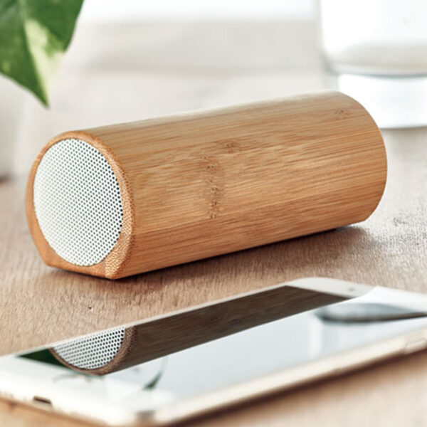 Haut-parleur stéréo sans fil 5.0 en bambou – Image 1