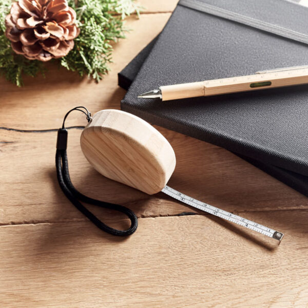 Mètre à ruban en bambou 2m – Image 1