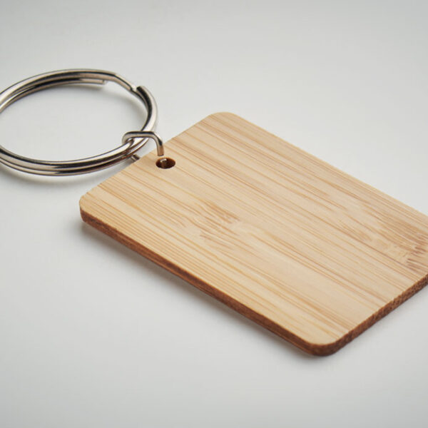 Porte-clés rectangulaire bambou – Image 1