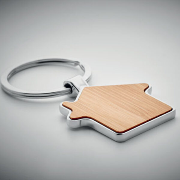 Porte-clés maison métal bambou – Image 1