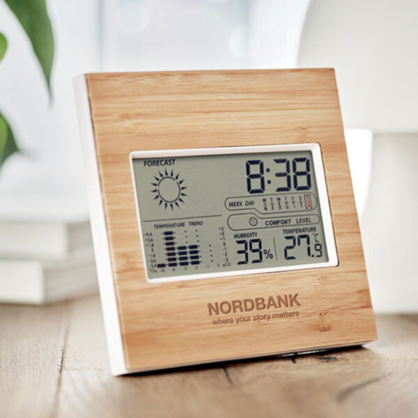 Station Météo Multifonction en Bambou – Image 1