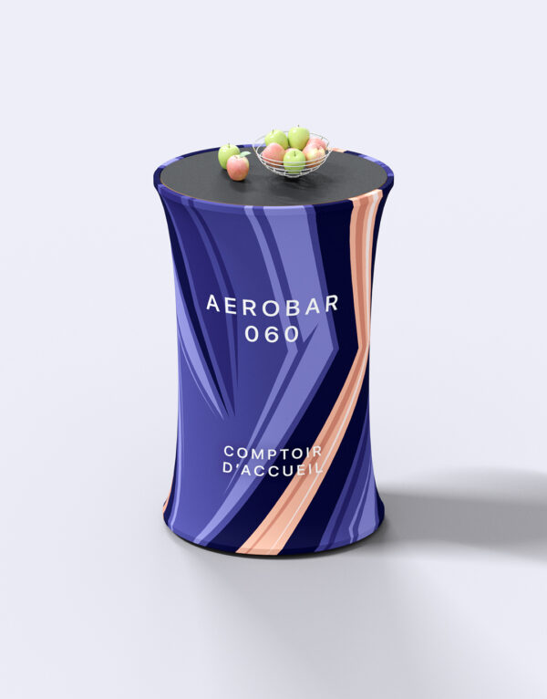 Comptoir d'accueil noir avec Housse Imprimée – Personnalisable – Image 1