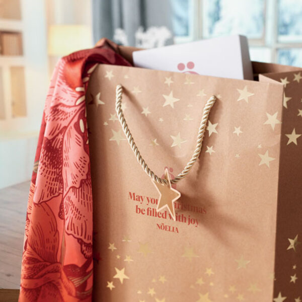 Sac cadeau saisonnier en papier kraft – Image 1