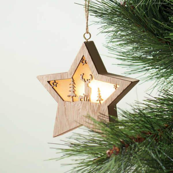 Étoile décorée en MDF avec lumière LED – Image 1