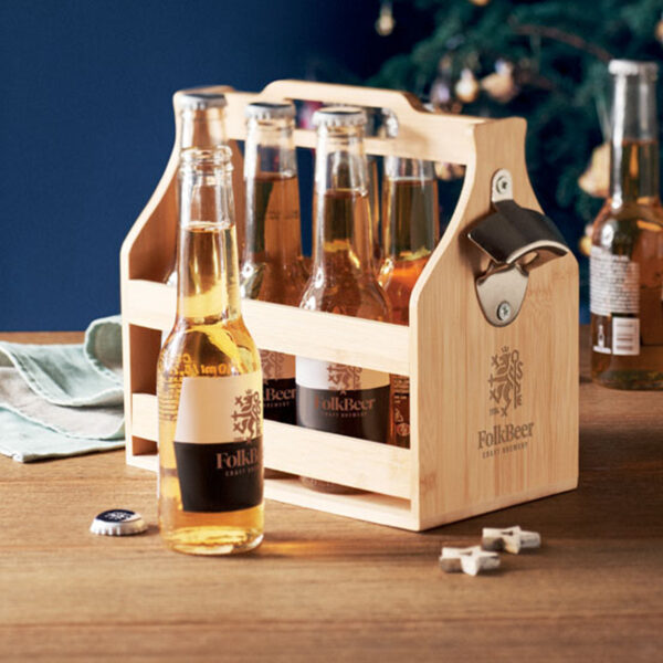 Caisse de transport pour 6 bouteilles en bambou – Image 1