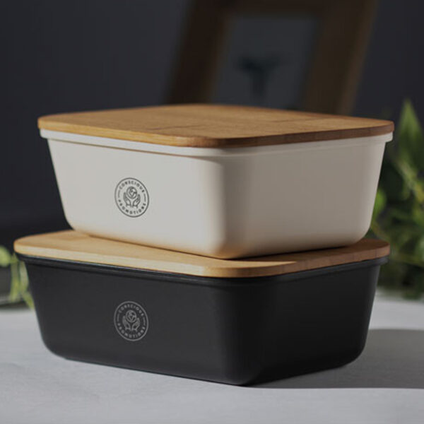 Boîte à Lunch 1L en PP avec Couvercle en Bambou – Image 1