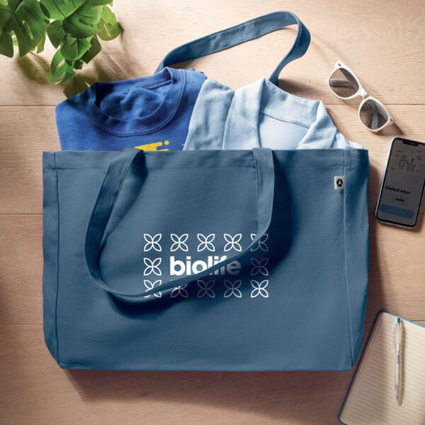 Sac shopping ou de plage en toile recyclée 280 g/m² – Image 1