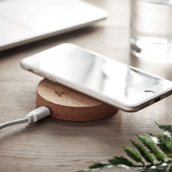 Chargeur sans fil rond en liège – Image 1