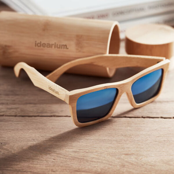 Lunettes de soleil en bambou avec verres miroirs – Image 1