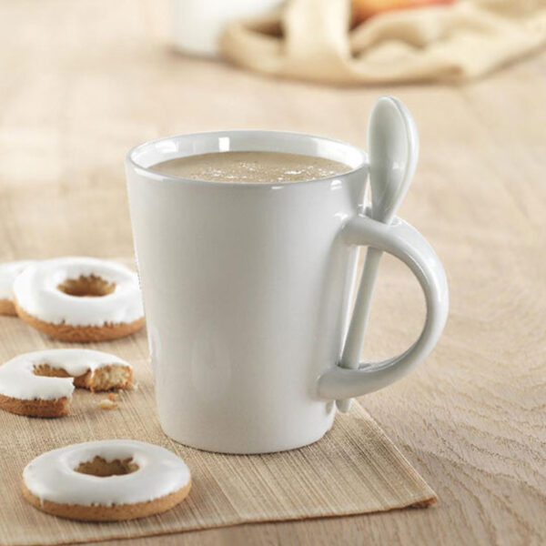 Mug en grès émaillé 300 ml avec cuillère intégrée – Image 1