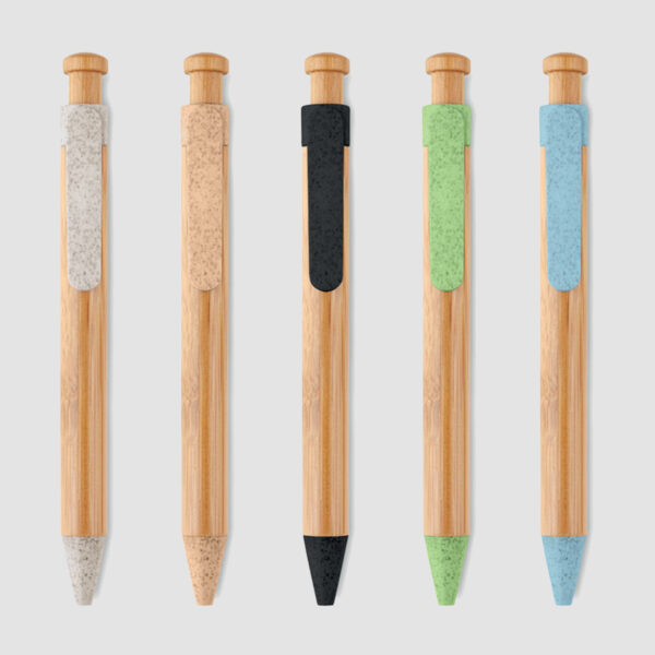 Stylo personnalisé en bambou & paille de blé – Image 1