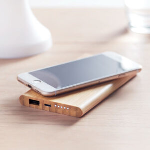 Chargeur sans fil et powerbank 6000 mAh en bambou
