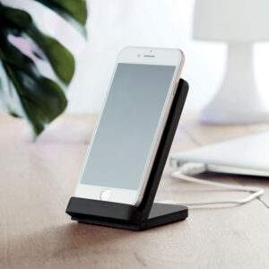 Chargeur sans fil double bobine en bambou avec support