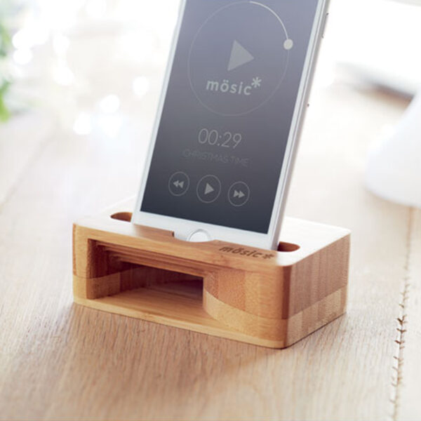 Support Smartphone & Amplificateur en Bambou – Image 1