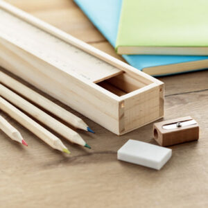 Coffret bois – Ensemble de 12 pièces pour le dessin et l'écriture