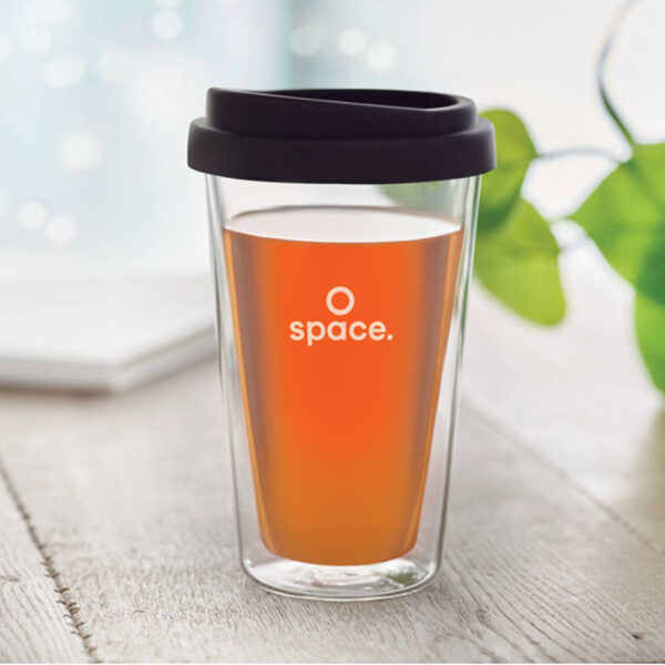 Verre Double Paroi en Borosilicate avec Couvercle Silicone – Image 1