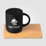 Café Duo - Ensemble tasse en céramique de 325 ml et planche en bambou – Image 2