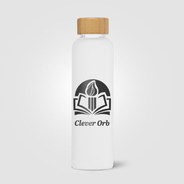 Bouteille en verre borosilicate givré avec couvercle en bambou – Image 4