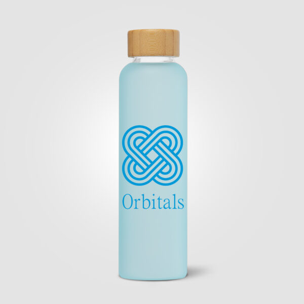 Bouteille en verre borosilicate givré avec couvercle en bambou – Image 3