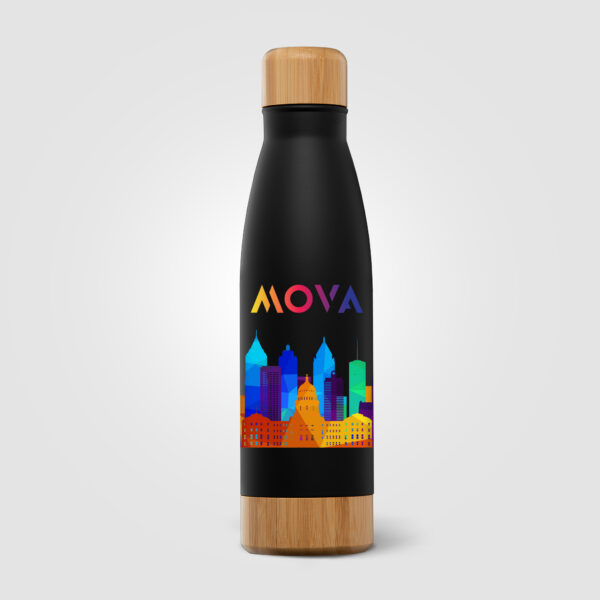 Ibiza Bamboo - Bouteille en acier inoxydable à double paroi de 650 ml – Image 2