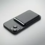 Porte-cartes magnétique en cuir PU avec support et anneau métallique