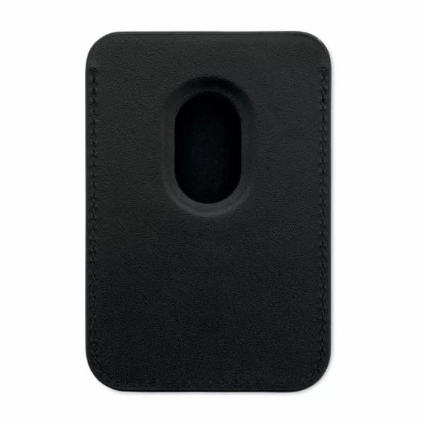 Porte-cartes magnétique en cuir PU avec support et anneau métallique – Image 3