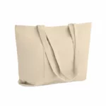 Grand sac shopping / plage en velours côtelé zippé avec poches – Image 3